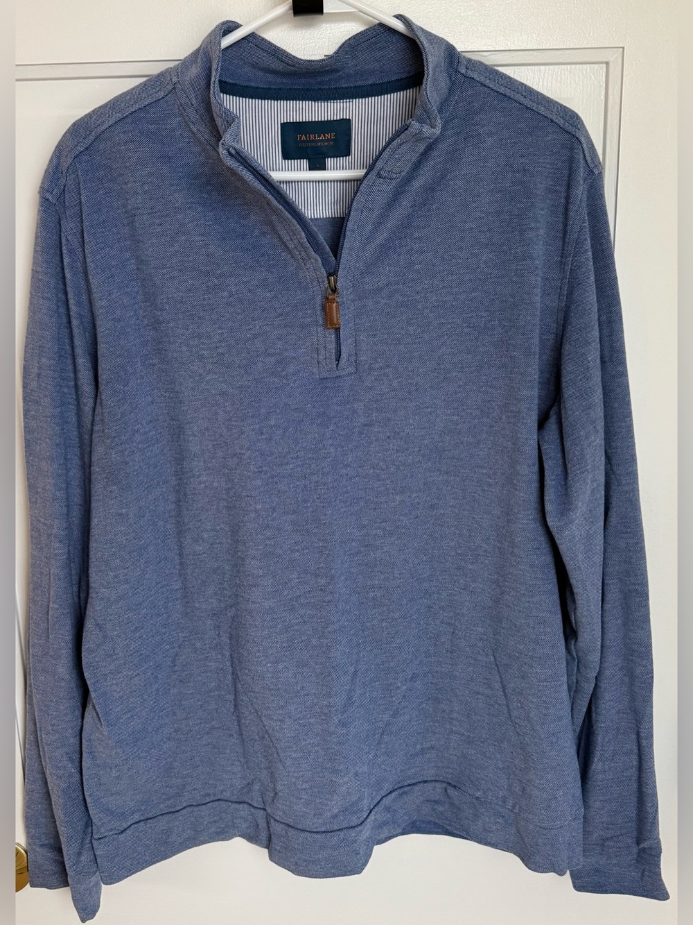 Fairlane Performance Pique Blue Quarter Zip‎ Pullover Men's Large
